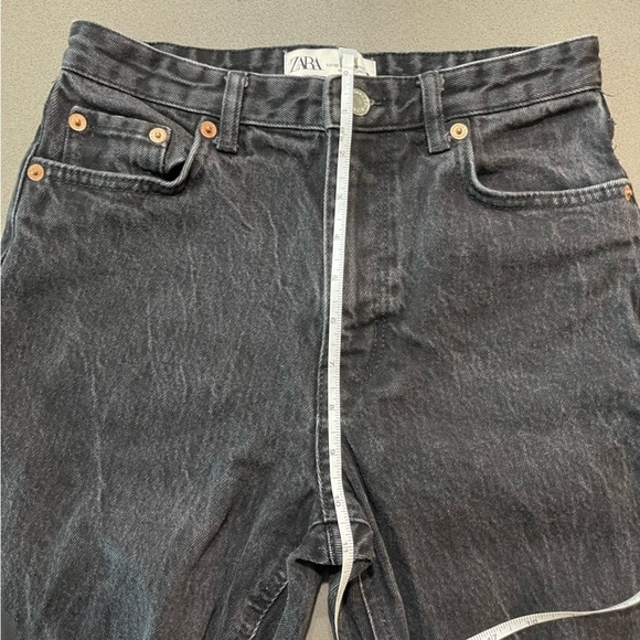 Zara Split Hem Slim Jeans High-Rise Full Length Straight Leg in black Size 4 - Picture 8 of 9